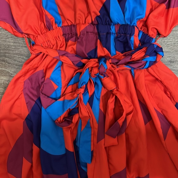 Red colorful dress with tie/ medium - Picture 7 of 7